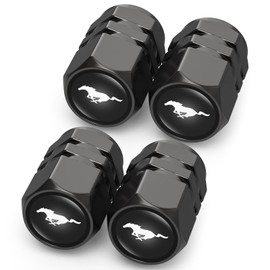 Metal Car Tire Valve Stem Caps Fit Mustang Snake Speedstar Evos Everest GT Shelby, Car Tire Air Caps Cover, Anti-corrosion Premium Alloy Leak-Proof Car Tire Accessories, Black(6Pcs)