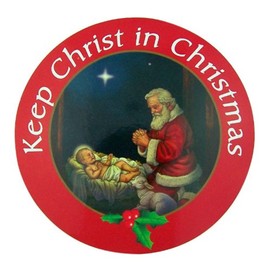 Keep Christ in Christmas Adoring Santa Auto Magnet Decal, 6 Inch