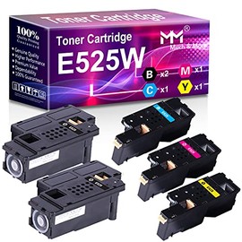 MM MUCH & MORE Compatible Toner Cartridge Replacement for Dell E525W E525 Dell E525W Wireless Color Laser Printer for 593-BBJX 593-BBJU 593-BBJV 593-BBJW (2X Black + Cyan + Magenta + Yellow, 5-Pack)