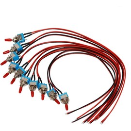 VONVOFF Toggle Switch,ON/Off SPST with Pre-soldered Wires,3v/5v/12v/24v/72v/110v/220v/240v/ Mini Toggle Switches for car,Truck, Light,Test Machine,Industrial Equipment.3 Pins 2 Positions (10pcs+Wire)