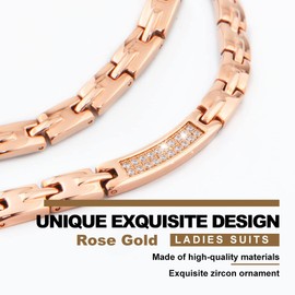 Necklace Bracelet Women Set Magnetic Therapy Necklace Bracelet Magnetic Bracelet Necklace Rose Gold Bracelet Zircon Bracelet Necklace