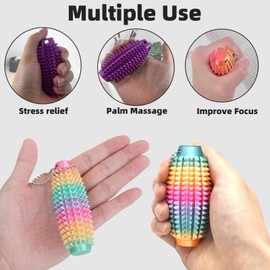 Upgrade Little Ouchies Pain Stim Fidget, Spiky Grippie Stim Schlüsselanhänger, 3D-gedrucktes Fidget-Spielzeug, Stim-Spielzeug für autistische Erwachsene, harte stachelige sensorische Spielzeuge (lila