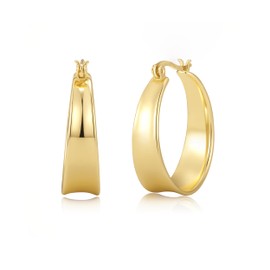 Geveay Gold Hoop Earrings for Women Hypoallergenic 14K Gold Plated Hoop Earings Lightweight Thick Chunky Hoop Earrings 20/25/30mm