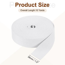 sourcing map 10 Yards Nylon Webbing Strap, 1 3/8-inch(38mm) Flat Webbing Straps Nylon Heavy Duty Webbing Strap for Luggage Strap Backpack Repairing DIY Crafting, White