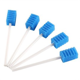Disposable Unflavored Oral Care Sponge Swabs,Quincunx Blue (100 Count).