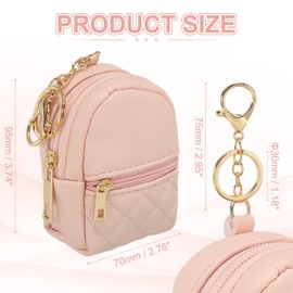 PATIKIL Mini Backpack Cute Cosmetic Bag for Women, PU Leather Creative Pendant Keychain Coin Purse for Makeup Key Card Data Cable Organizer, Pink