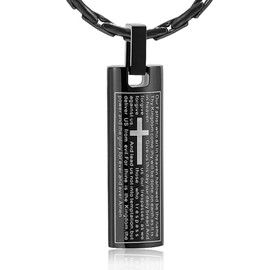 constantlife Cremation Jewelry Urn Necklace for Ashes 30mm Lord's Prayer Stainless Steel Polished Cube Pendant Memorial Necklace Ashes Holder Keepsake (Black)