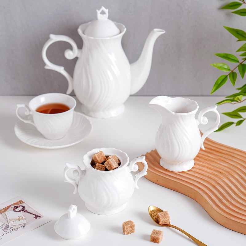 Agyiuns Sugar and Creamer Set Ceramic, Creamer Pitcher and Sugar