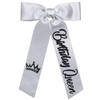 5" Birthday Queen Hair Bow Clips Long Tail Glitter Silver