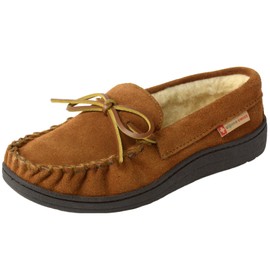 Alpine Swiss Sabine Womens Suede Shearling Slip On Moccasin Slippers Chestnut 8 M US