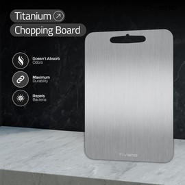 Tivano Original Tivano TitaniumShield Cutting Board 12"x8" Metal Pro | Ultra Durable, Dishwasher Safe, Heat Resistant, Odor & Stain Free, Knife Friendly, Non Toxic Kitchen Board (1)
