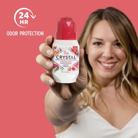 Crystal Mineral Deodorant Roll-On Body Deodorant With 24-Hour Odor Protection, Pomegranate, Non-Sticky Roll-On, No Aluminum Chlorohydrate, 2.25 FL OZ - 1 pack