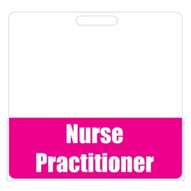 Nurse Practitioner Badge Buddy (Pink) - Horizontal Heavy Duty Badge Tags for NP's - Double Sided Badge Identification Card
