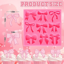 JarThenaAMCS Bow Fondant Mold Bowknot Silicone Mold Bow Coquette Chocolate Candy Mould For Kitchen Baking Crafts Birthday Baby Shower Party Decor Supplies