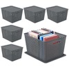Qskely 6-Pack Large Plastic Storage Baskets with Lid, Gray