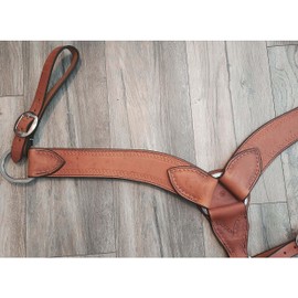 New Western Brown Color Leather Roping Breast Collar with Rope Design Tooling