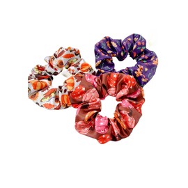 Thanksgiving Pumpkin Hair Scrunchy Fall Turkey Ponytail Holder Thanksgiving Hair Scrunchies JHT22 (Set-B)