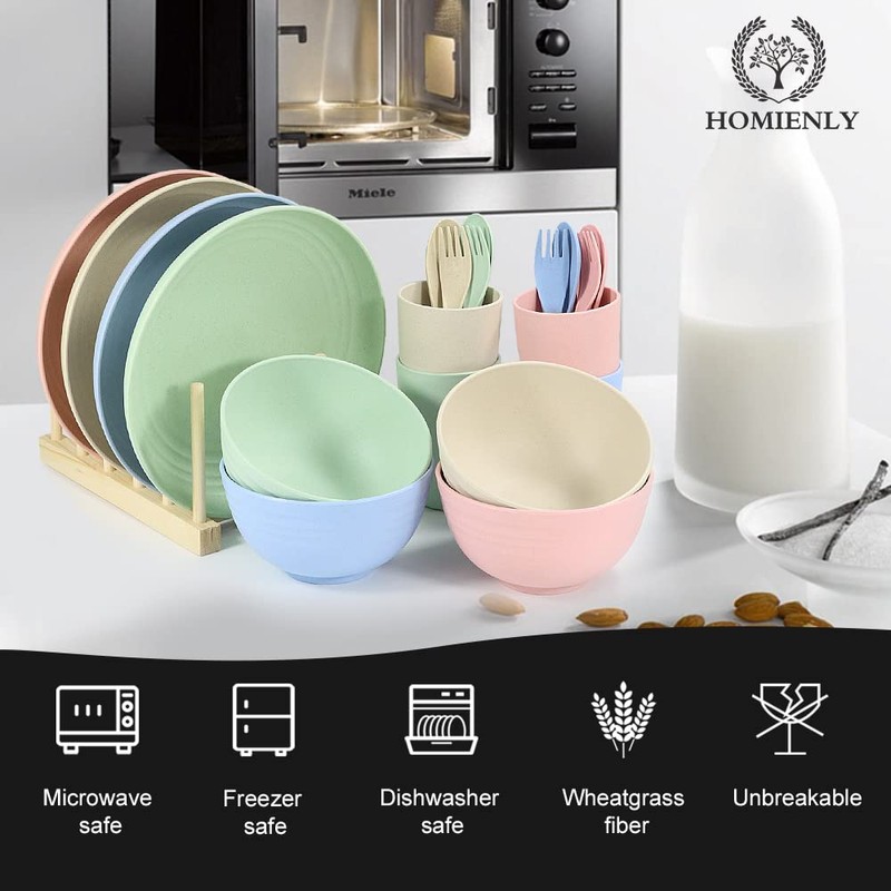 Wheat Straw Dinnerware Sets, 20 PCS Dishes Dinnerware Set Microwave