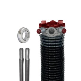 Alcan Garage Door Torsion Spring (218 x 1.75 x 26.25) | 1'' Steel Bearing + Pair of Winding Bars | Right Hand Wound Replacement (Left Side) (Cone Color: Red)