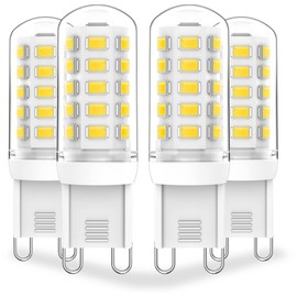 Lososuch Dimmable G9 LED Bulb 6000K Daylight, 3W G9 Base Chandelier Light Bulb Daylight White,20W 25W 30W Halogen Replacement G9 Bi Pin Base,120V 360°Beam 4-Pack