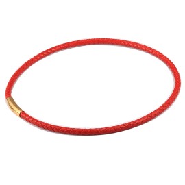 4mm/6mm Man-made Leather Necklace Choker for Men Boys Red Black Brown Braided Rope Chain Male Push Clasp Jewelry GiftsColor: 6mm Red UN152, Length: 22inch 55cm