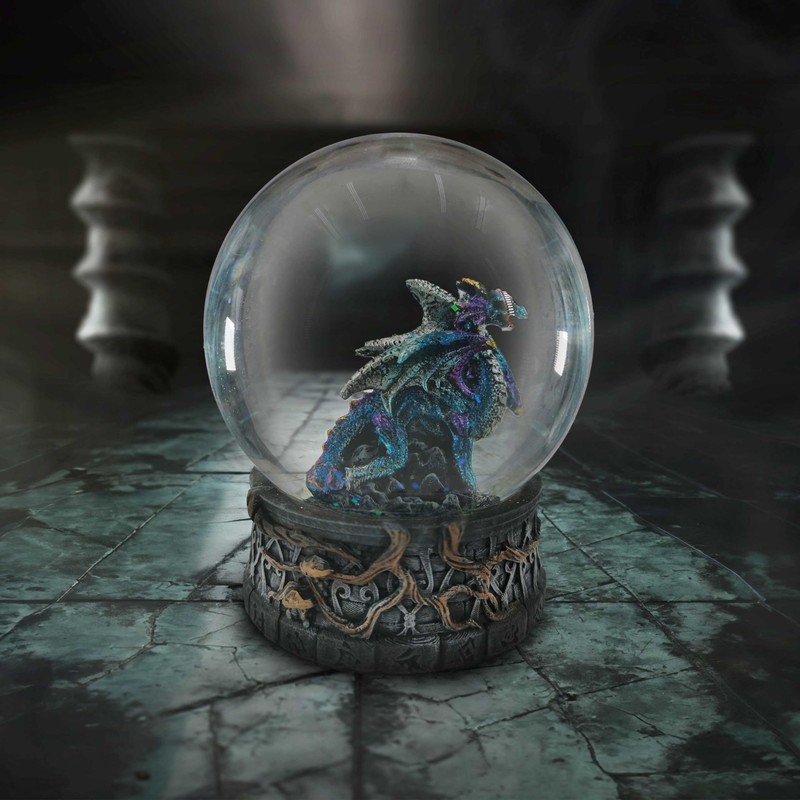Nemesis Now Dragon Storm Snow Globe 10cm, Resin, Blue Dragon
