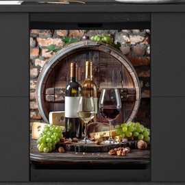 Red Wine Grapes Dishwasher Magnet Cover, Dishwasher Panel Scratch Resistant Decorative Magnets for Home Kitchen Utensils Decal Refrigerator Decoration 23 x 26 Inch