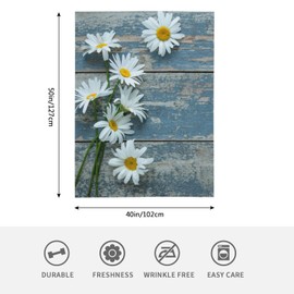 HGOD DESIGNS Daisy Flowers on Old Wooden Flannel Fleece Bed Blanket Throw Blanket Lightweight Cozy Plush Blanket for Bedroom Living Rooms Sofa Couch 100x130cm