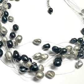 Oriente Pacific - Collar 12 hilos de Perlas 6-6.5mm Cultivadas barrocas (Multi color)