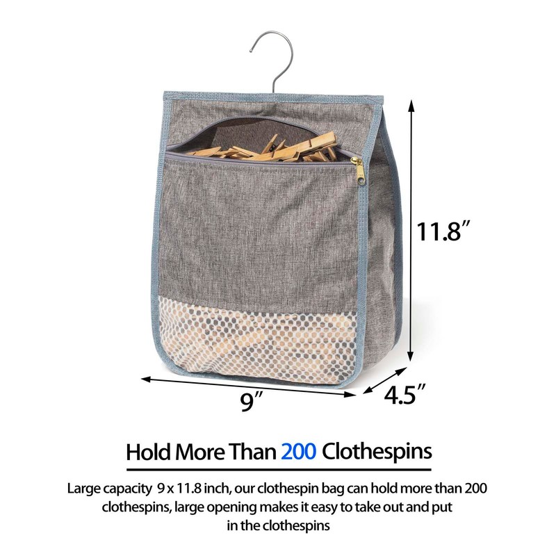 Laundry Clothespin Bag for Clothesline Outdoor, Clothes pin Bag with