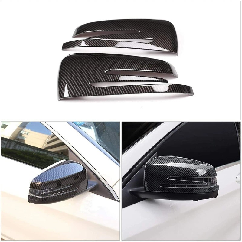car-attention Carbon Fiber Rearview Mirror Cover Frame Cap For Benz
