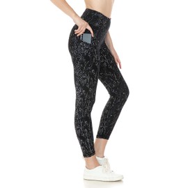 Leggings Depot Women's Reflective 7/8 Yoga Pants with Pockets-P524, Fatal Attraction, Small