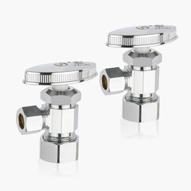 2-Pack GUOFIS Angle Stop Valve with Multi-Turn,1/2-Inch Nominal (5/8" OD) Compression x 3/8-Inch OD Compression Water Shut-off Valves(LF Brass Chrome Plate)