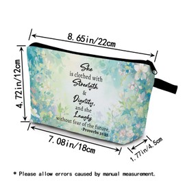 YULUENZE Christian Makeup Bag Floral Bible Quote Organizer Bag Toiletry Zipper Pouch Bible Religious Inspirational Gift Cosmetic Bag Baptism Birthday Gift for Christians Women Friends