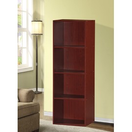 Hodedah 4-Shelf Bookcase in Mahogany