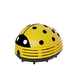 Aliotech Mini Portable Handheld Cordless Tabletop Crumb Sweeper Desktop Dust Vacuum Cleaner Ladybug Dust Sweeper(Yellow)