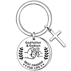 AMZQ Godfather Gifts from Godson Godfather Keyring Keychain Cross Present