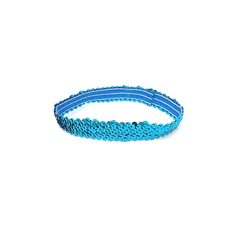 Turquoise Womens Sequin Polyester Fancy Dress Headband 38 x 3cm