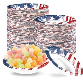 100Pcs 4th of July Paper Bowls 12Oz Disposable American Flag Patriotic Dessert Bowls Red Blue White Stars and Stripes Decorative Soup Bowl for Veterans Day Independence Memorial Day Party Supplies
