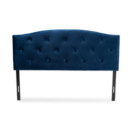 Baxton Studio Leone Modern and Contemporary Navy Blue Velvet Fabric Upholstered King Size Headboard