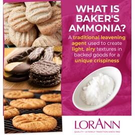 LorAnn Oils Baker's Ammonia (Ammonium Carbonate) - Ideal for Springerle & Thin, Crispy Cookies, Perfect with Wooden Cookie Molds, Hirschhornsalz Hartshorn Ammonium Carbonate For Baking - 16oz