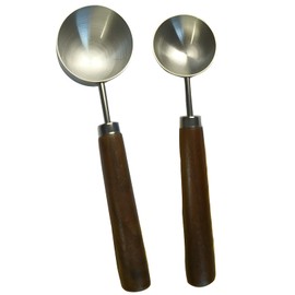 2 Pcs 304 Stainless Steel Coffee Scoop with Walnut Wood Handle, Ground Coffee and Powder Measuring Spoon Set Quality Ergonomic Design for Precision Brewing