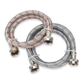 Watflow Stainless Steel Washing Machine Hoses, Burst Proof Hot and Cold Water Connection Inlet Supply Lines for Washer, 6Ft