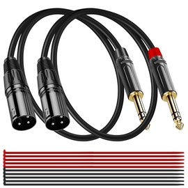 MKBKLLJY 2PCS 1/4 Inch TRS to XLR Male Cable Balanced Quarter Inch 6.35mm to 3-Pin Plug Adapter Metal Shell PVC Insulation with Cable Tie, for Microphone Guitar Speakers Mixers (1.4Ft)