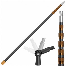 20FT Heavy-Duty Fiberglass Telescopic Extension Pole-High Stiffness, Non-Conductive, Twist Lock for Electrical Rescue, Paint,Indoor/Outdoor Cleaning,Boat Hooks&DIY Mast- Universal 3/4" Threaded Tips