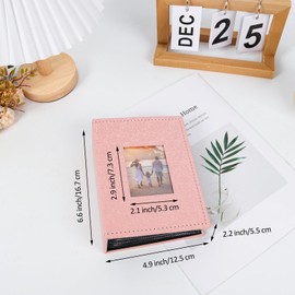 RECUTMS Photo Album 4x6 with 100 Pockets Leather Cover Picture Photo Book with Cover Window Design Small Picture Albums 4x6 with 100 Vertical Pockets for Family Wedding Baby Anniversary(Light Pink)