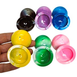 Zugar Land Colorful Rubber Marble Poppers - Pack (1.75") Pop-Up Half Balls with Marble Tie Dye Color Designs. Retro 90s Kid Toys Party Favor (12)