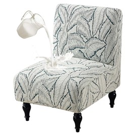 Buenanir Armless Accent Chair Cover Stretch Jacquard Accent Chair Slipcover for Slipper Chair Without Arms Printed Armless Chair Furniture Protector Covers for Living Dining Room Hotel Green