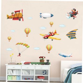 IWOWHERO Creative Airplane Wall Stickers Easy to Apply Removable Decals for Nursery Living Room Safe Material Fun Graffiti Decoration for Smooth Surfaces