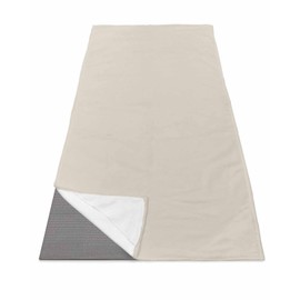 Rocking Giraffee Yoga Mat Towel Beige Solid Color Non Slip Hot Yoga Mat Towel with Corner Pockets Absorbent Microfiber Yoga Towels for Hot Yoga, Bikram, Pilates, 26x74 Inch